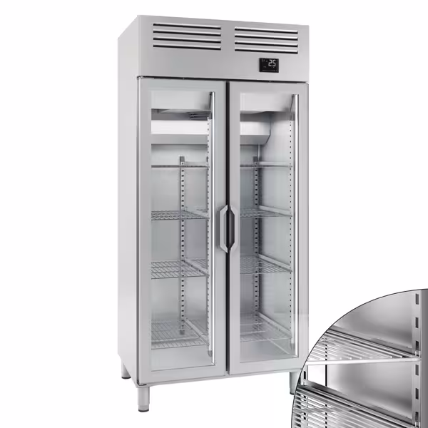 Kühlschrank Edelstahl Premium PLUS - GN 1/1 - 745 Liter - mit 2 Glastüren