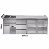 Oluttiski Premium PLUS - 2500x700mm - 2 lasiovea ja 3 laatikkoa