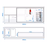 Barra de cerveza - 2,5 × 0,7 m - 1 puerta con 4 cajones 1/2