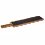 (6 unid) Tábua de apresentação FUSIONA - Conjunto de 2 peças - com tampo de ardósia - madeira de acácia - 550x120mm - com pega