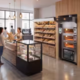 Vitrine à pâtisserie réfrigérée MADRID - 430L - 1000mm - Double vitrage - avec 2 étagères en verre - portes coulissantes vitrées arrière - Noir mat