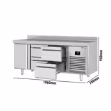 Kylbänk Premium PLUS – 1960x700 mm – med 1 dörr, 4 lådor och bakkant