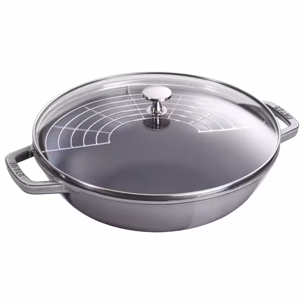 STAUB | SPECIALITIES - Wok met glazen deksel - Ø 300mm - Gietijzer - Grafietgrijs