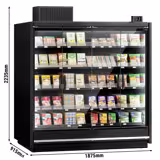 (2 pz) Supermercato-Espositore murale refrigerato - 3750mm - +0°/+4°C - con 4 porte a battente in vetrocamera senza cornice & 5 ripiani - Nero