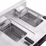 Dubbele elektrische friteuse - 10+10 liter - 16 kW - zwart - mechanische bediening - met aftapkraan