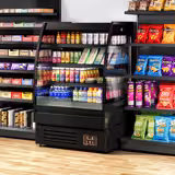 Commercial multideck display fridge - Open front - 900mm - 216L - with 3 shelves - Black
