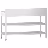 Nerezový pracovní stůl PREMIUM - 1200x600 mm - se spodní policí & se zadní lištou & s mezipolicí
