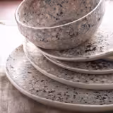 (6 pcs) Bowl - CONFETTI - Stoneware - round - Ø 140mm - Pink