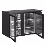 Table réfrigérée pour bar et boissons ECO - 1462mm - 2 portes vitrées sans cadre - Noir