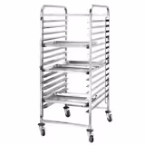 Stainless Steel Patisserie Tray Racking Trolley - 15-Level - for 15 x 600x400mm Trays - with low-noise braked castors