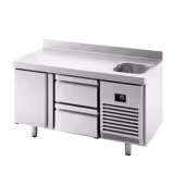 Commercial Counter Fridge PREMIUM PLUS - 1468x600mm - with sink - with 1 door - 2 drawers (1/2) - with upstand