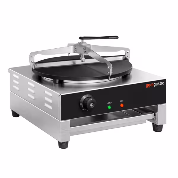Commercial Electric Crepe Maker Ø400 mm – 30–300 °C - Zoned plate control - Cast iron non-stick - Dough spreader included