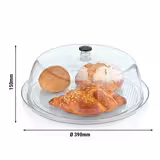 Tray with Dome Cover - Polycarbonate - Ø 390mm - Height: 150mm - incl. tray - with stackable; ergonomic handle; microwave- and dishwasher-safe; -40°C to +99°C temperature resistant; food-safe; shatter-resistant; acid-resistant