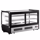 Vetrina refrigerata da banco - 200l - 1219mm - Doppio vetro; 2 porte scorrevoli in vetro - vetro dritto - con 2 ripiani - LED interni; 4 lati vetro