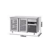 Koelwerkbank PREMIUM - 1400x700mm - 2 glazen deuren - GN 1/1 - automatische ontdooiing - 281 liter