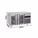 Hűtött munkaasztal PREMIUM - 1400x700 mm - GN 1/1 - 281 liter - ventilációs - 2 üvegajtóval