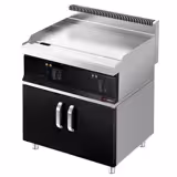 Plancha électrique - plaque acier - 2 zones - 7,1 kW - Lisse - Surface de cuisson : 795x535mm - incl. soubassement avec 2 portes