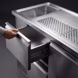 Commercial Refrigerated Beer Counter 6 Drawers PREMIUM – 2 sinks left - 2500×700 mm - 3 drip trays