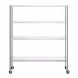 RVS opbergrek PREMIUM - 1600x500mm - met 4 planken (VERSTELBAAR) - incl. 4 wielen