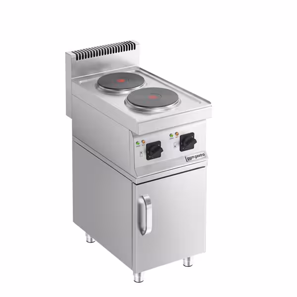 Elspis (gjutjärnsplattor) - MARIO 700 - 400x700x1 000 mm - 4,6 kW - 2 plattor - med underskåp med 1 dörr