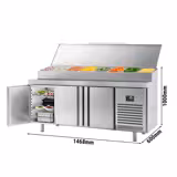 Přípravný chladicí stůl - 2185x800 mm - 3 dveře - pro 13× GN 1/4