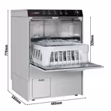 Máquina de lavar copos de parede dupla - Manual - 5,00kW - com bomba de drenagem, doseadores de detergente e abrilhantador