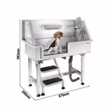 Vasca per cani - con scale antiscivolo, rubinetto miscelatore professionale & tappetino antiscivolo