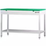 Masă de lucru din oțel inoxidabil centrală PREMIUM - 1200x800 mm - cu poliță inferioară & blat ranforsat - cu 1/2 tocător Verde inclus