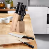 Messerblock con coltelli - Classic - Legno - lame in acciaio inox - manici in plastica - 105x195x370mm - 9 pezzi