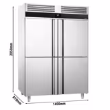Tiefkühlschrank Edelstahl PREMIUM - GN 2/1 - 1400 Liter - mit 4 Halbtüren