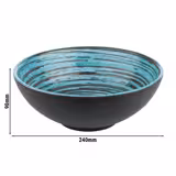 (6 pz) Ciotola - CANCUN - in Melamina - 1,8L - quadra - 240x240x90mm - impilabile - Blu/Marrone