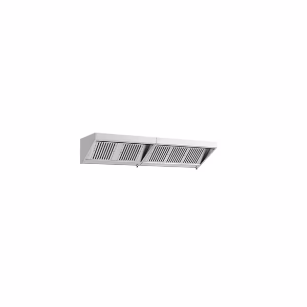 Wandafzuigkap RVS - 700mm diep - 2600mm - zonder motor - met 5 labyrintfilters en verlichting - snelheidsregelaar vereist (extern) - 1800m³/u