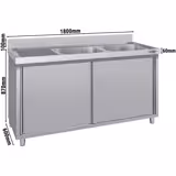 Spülschrank ECO - 1800x600mm - mit 2 Becken rechts