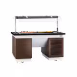 Banco buffet professionale refrigerato DUBLINO - 1600mm - con piano refrigerato - su ruote - Nero - Self Service