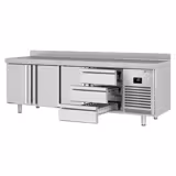Commercial Counter Fridge PREMIUM PLUS - 2452x700mm - with 3 doors - 3 drawers [1/3] - with upstand - capacity 625 litres