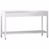 Mesa de trabalho em aço inoxidável PREMIUM - 1800x700mm - com prateleira inferior & com travessas de reforço - incl. Tábua de corte Branca