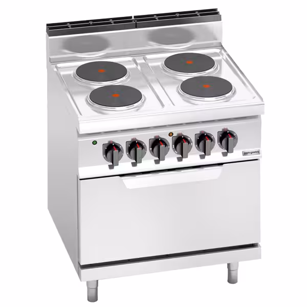 Elektromos tűzhely 4x (10,4 kW) + elektromos statikus sütővel (7,5 kW)