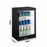 Barkühlschrank - 600mm - 140 Liter - mit 1 Glasflügeltür - Schwarz