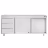 Edelstahl Arbeitsschrank ECO - 2000x600mm - mit 3 Schubladen links ohne Aufkantung