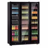 Vitrine réfrigérée à boissons - 1500mm - 1552 L - porte vitrée sans cadre - 3 portes vitrées - éclairage LED - affichage digital de la température - Noir - 0 à +7 °C