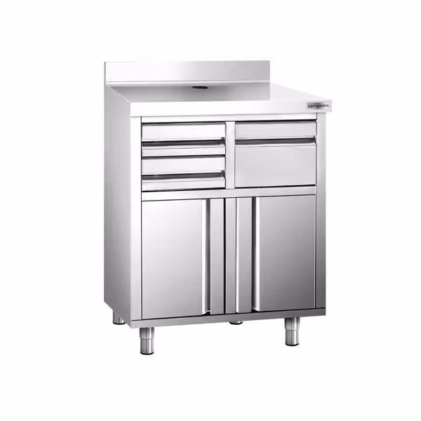 Työpöytä - kahvinkeittimelle - 820x600mm -  koputtimella, 2 laatikkoa, 2 ovea ja jalusta