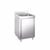 Diskbänk med underskåp PREMIUM - rostfritt stål - 600x700 mm - med 1 ho - mitten