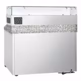 Banco pizza refrigerato ECO - 1400x700mm - con 6 cassetti - piano in granito - con vetrina ingredienti refrigerata superiore - 6x GN 1/4