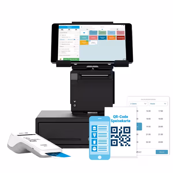ORDERBIRD | PRO - Paket L - inkl. 3 Lizenzen, Online-TSE, Kassenbuch, QR-Code-Bestellsystem, Reservierungssystem & Gutscheinsystem