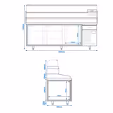 Pizzawerkbank PREMIUM PLUS - 2305x800mm - met granieten werkblad - met 3 deuren & 1 laden - incl. glasvitrine - 11x GN 1/4