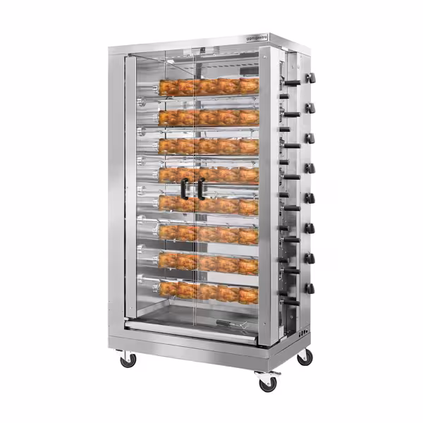 Gas Hähnchengrill - 47,2 kW - mit 15 Spießen für bis zu 90 Hähnchen