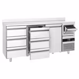 Rashladni pult za pića PREMIUM - 2135x600 mm - 570 l - s 1 vrata, 6 ladica, podignuti rub & izbacivač za kavu