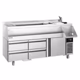 Bar-Cocktail-Getränkekühltisch - 1600mm - 235 Liter - 1 Tür, 4 Schubladen & 230V Steckdose