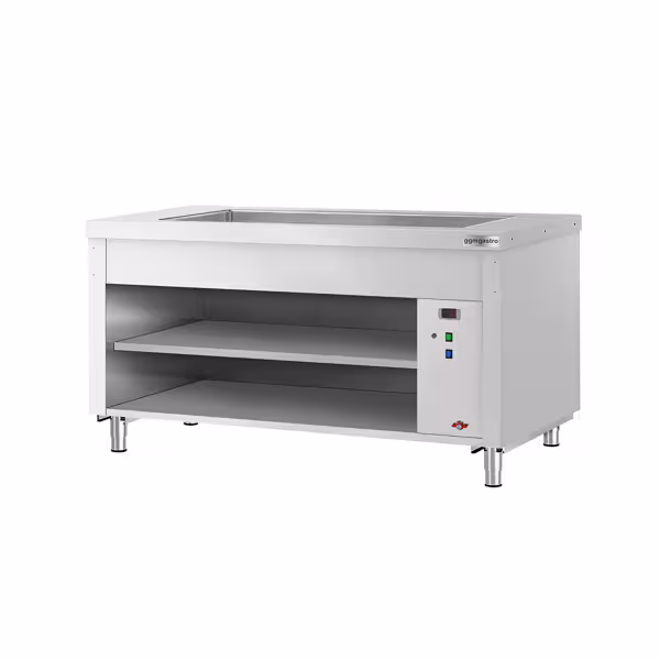 Banco buffet professionale caldo COPENAGHEN - 1560mm - con bagnomaria - per 4x GN 1/1 - Acciaio inox - Self Service