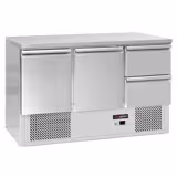 Koelwerkbank ECO - 1368x700mm - 368 liter - front zwart - met 2 deuren - met 2 lades